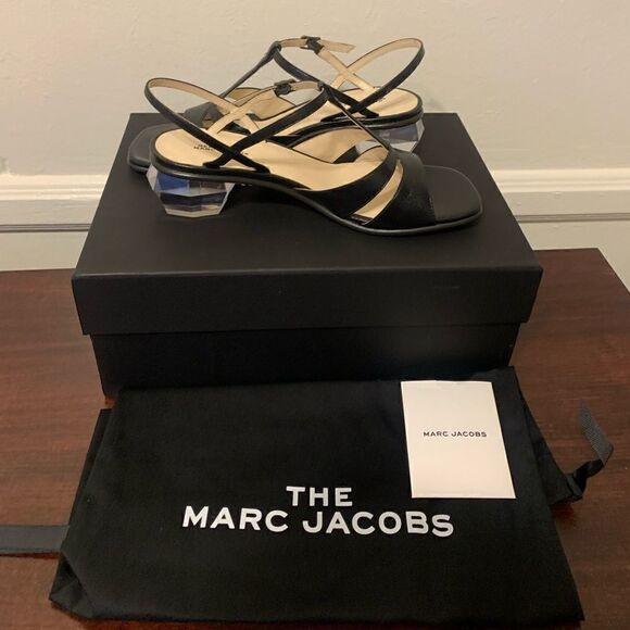 Marc Jacob the gem heel leather t stripe sandal  Size US6,5-7; size EU 37, NWT - Picture 7 of 13